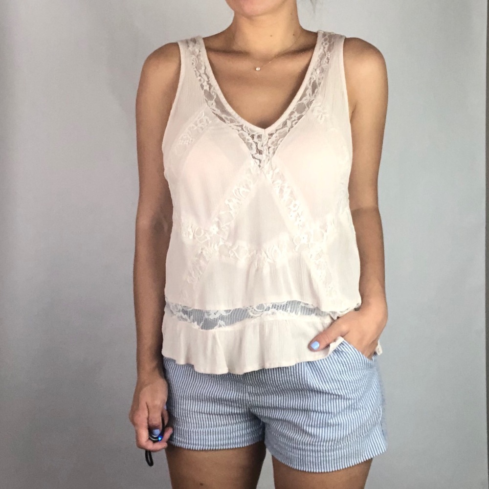 American Eagle | Lace Tank Flounce Hem Sz Sm